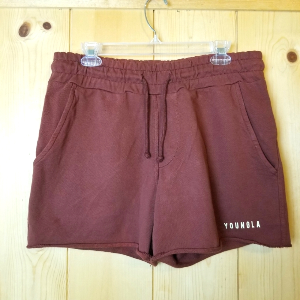 YoungLA Terry 118 Perfect Shorts Raw Hem Drawstring Athletic Workout Shorts